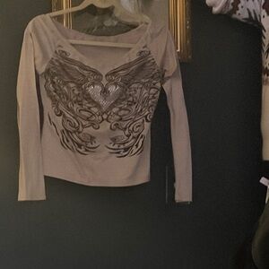 Women's Beige Graphic Top